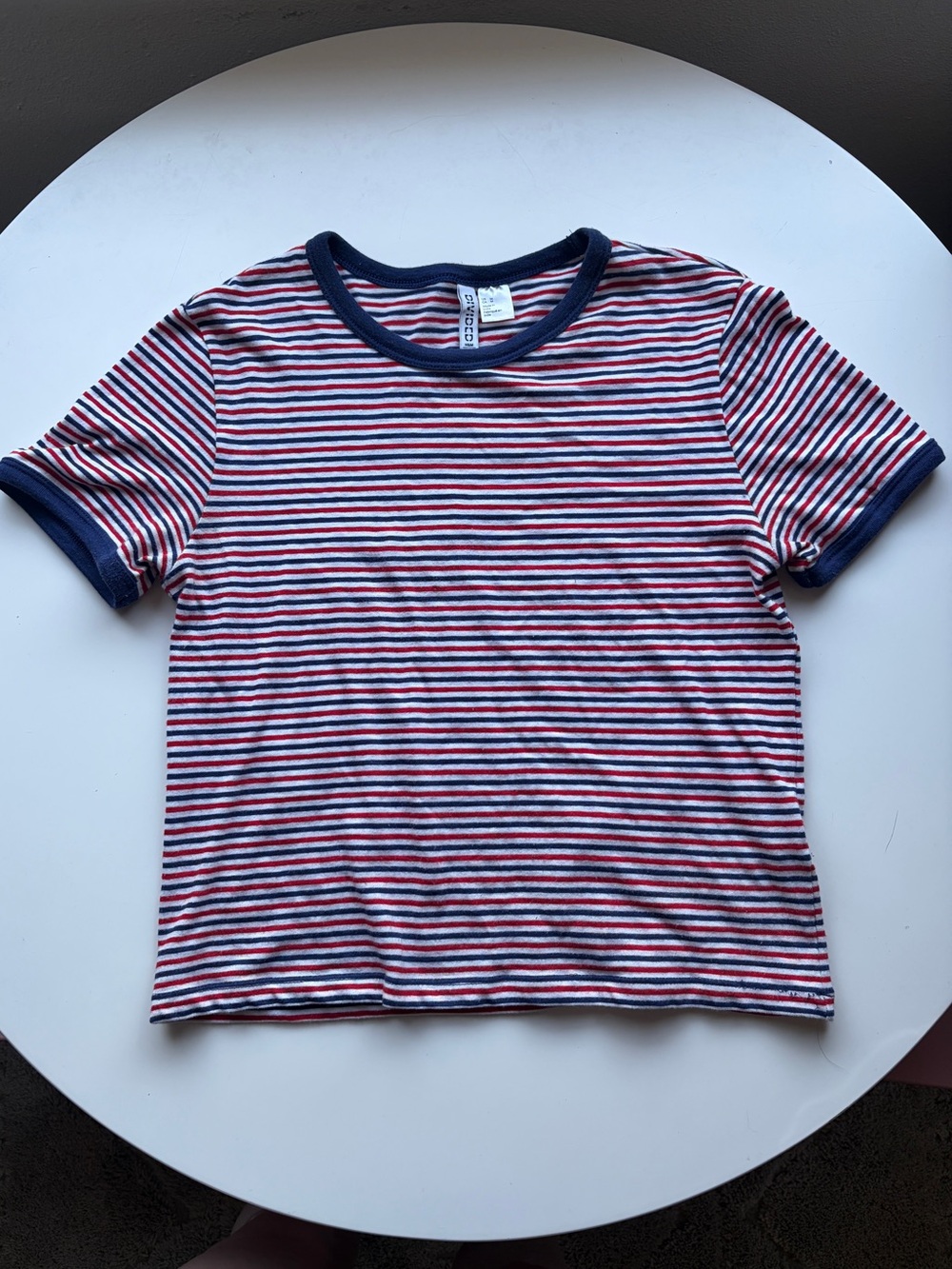 H&M Divided Retro Style Red & Navy Ringer Tee, EUC! - Picture 2 of 12